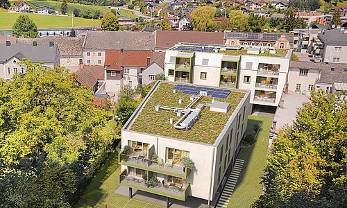 Visualisierung - Luftbild der NÖSTA Wohnanlage in Rabenstein a.d. Pielach